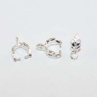 7mm x 10mm Leaf Copper Pinch Bail - Silver