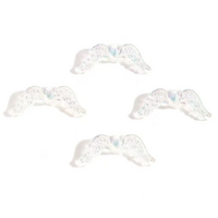 34mm x 14mm Crystal AB Acrylic Angel Wing Beads - Pack of 10