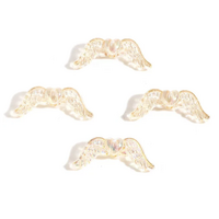34mm x 14mm Champagne AB Acrylic Angel Wing Beads - Pack of 10