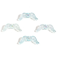 34mm x 14mm Pale Blue AB Acrylic Angel Wing Beads - Pack of 10