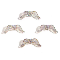 34mm x 14mm Black Diamond AB Acrylic Angel Wing Beads - Pack of 10