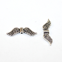 24mm x 7mm Platinum Angel Wing Bead - Pack of 10