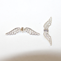 31mm x 8mm Silver Carved Angel Wing Bead - Pack of 10