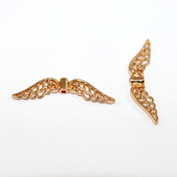 31mm x 8mm Pale Gold Carved Angel Wing Bead - Pack of 10
