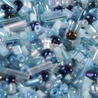 Light Blue Seed Bead and Bugle Bead Mix - 8gm Bag