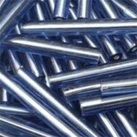 Silver Lined Light Blue 20mm Bugle Bead - 8gm Bag