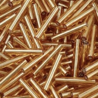 15mm Bugle Bead - Silver Lined Gold - 6gm Bag
