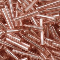 15mm Bugle Bead - Silver Lined Rose Gold - 6gm Bag