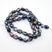 6mm - 7mm Dark Grey Irregular Freshwater Pearls - A Grade - 38cm Strand