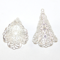 23mm x 28mm Silver Filigree Flower Cone