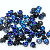 6mm Jet AB 3 Petal Acrylic Flower - 10 Piece Pack