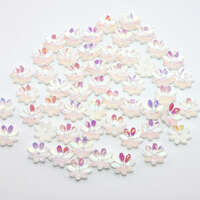 9mm White AB 8 Petals Acrylic Flower - 10 Piece Pack