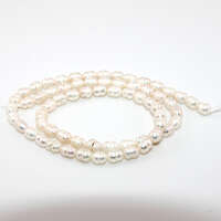 4mm x 6mm White Rice Freshwater Pearl - 35cm Strand