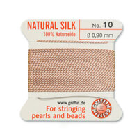 No 10 - 0.90mm - Light Pink Carded Bead Cord 100% Natural Silk 