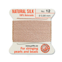 No 12 - 0.98mm - Light Pink Carded Bead Cord 100% Natural Silk 