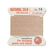 No 14 - 1.02mm - Light Pink Carded Bead Cord 100% Natural Silk 