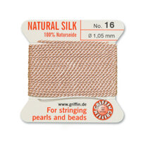 No 16 - 1.05mm - Light Pink Carded Bead Cord 100% Natural Silk 