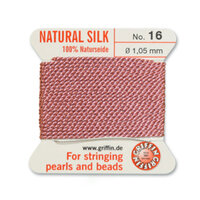 No 16 - 1.05mm - Dark Pink Carded Bead Cord 100% Natural Silk 