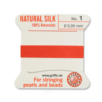 No 1 - 0.35mm - Coral Carded Bead Cord 100% Natural Silk 