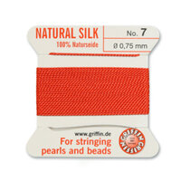 No 7 - 0.75mm - Coral Carded Bead Cord 100% Natural Silk 