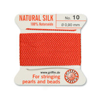 No 10 - 0.90mm - Coral Carded Bead Cord 100% Natural Silk 