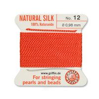 No 12 - 0.98mm - Coral Carded Bead Cord 100% Natural Silk 