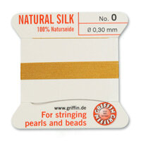 No 0 - 0.30mm - Amber Carded Bead Cord 100% Natural Silk 
