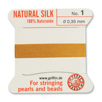 No 1 - 0.35mm - Amber Carded Bead Cord 100% Natural Silk 