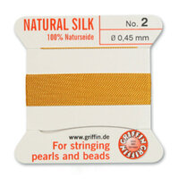 No 2 - 0.45mm - Amber Carded Bead Cord 100% Natural Silk 