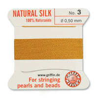 No 3 - 0.50mm - Amber Carded Bead Cord 100% Natural Silk 