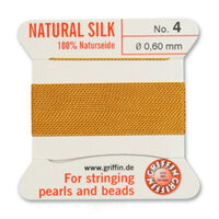 No 4 - 0.60mm - Amber Carded Bead Cord 100% Natural Silk 