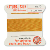 No 5 - 0.65mm - Amber Carded Bead Cord 100% Natural Silk 