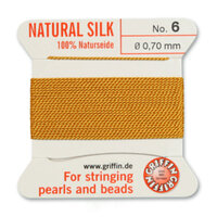 No 6 - 0.70mm - Amber Carded Bead Cord 100% Natural Silk 
