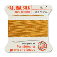 No 7 - 0.75mm - Amber Carded Bead Cord 100% Natural Silk 