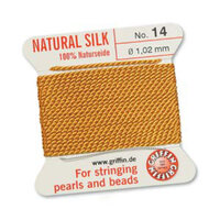 No 14 - 1.02mm - Amber Carded Bead Cord 100% Natural Silk 