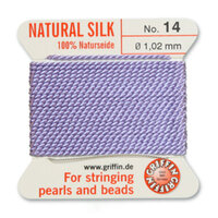 No 14 - 1.02mm - Lilac Carded Bead Cord 100% Natural Silk 