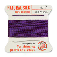 No 7 - 0.75mm - Amethyst Carded Bead Cord 100% Natural Silk 