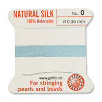 No 0 - 0.30mm - Turquoise Carded Bead Cord 100% Natural Silk 