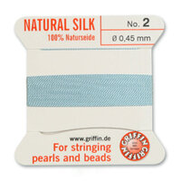 No 2 - 0.45mm - Turquoise Carded Bead Cord 100% Natural Silk 