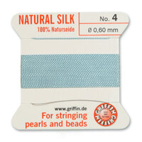 No 4 - 0.60mm - Turquoise Carded Bead Cord 100% Natural Silk 