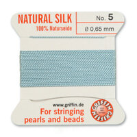 No 5 - 0.65mm - Turquoise Carded Bead Cord 100% Natural Silk 