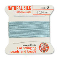 No 6 - 0.70mm - Turquoise Carded Bead Cord 100% Natural Silk 