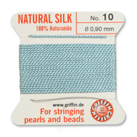 No 10 - 0.90mm - Turquoise Carded Bead Cord 100% Natural Silk 