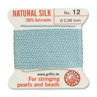 No 12 - 0.98mm - Turquoise Carded Bead Cord 100% Natural Silk 