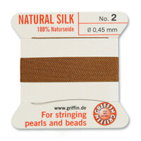 No 2 - 0.45mm - Cornelian Carded Bead Cord 100% Natural Silk 