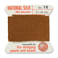 No 16 - 1.05mm - Cornelian Carded Bead Cord 100% Natural Silk 