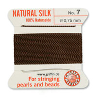 No 7 - 0.75mm - Brown Carded Bead Cord 100% Natural Silk 