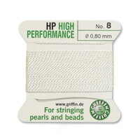 No 8 - 0.80mm - White Carded Bead Cord High Performance