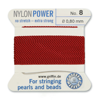 No 8 - 0.80mm - Garnet Carded Bead Cord Nylon Power