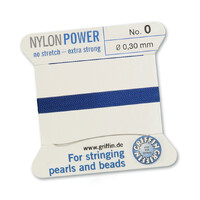 No 0 - 0.30mm - Dark Blue Carded Bead Cord Nylon Power
